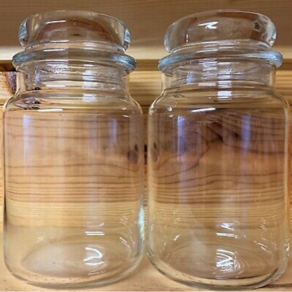 LOT of 2 Empty & Clean Yankee Candle Clear Glass Large 22 oz Classic JARS & LIDS